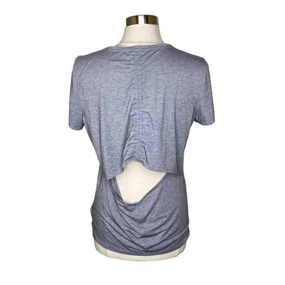 Athleta‎ Encore Tee in Flagstone Grey Heather Ruched Back T-Shirt Women’s Large - Picture 3 of 10